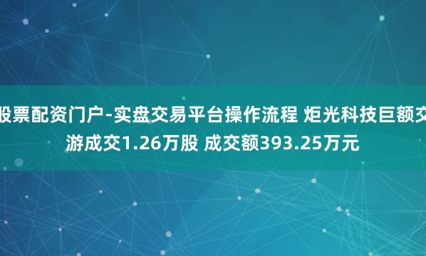 股票配资门户-实盘交易平台操作流程 炬光科技巨额交游成交1.26万股 成交额393.25万元